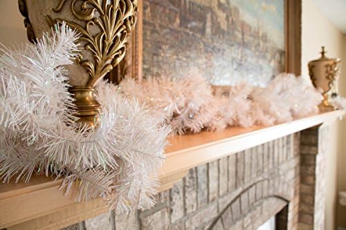 Pametne kreacije Umjetni božićni ukras vijenca, dugi premium odmor za božićne drveće i plašt, bijeli bor