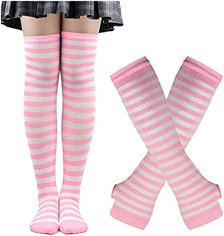 WYTong ženske čarape za Noć vještica visoke čarape Cosplay prugaste čarape rukavice Novelty Socks