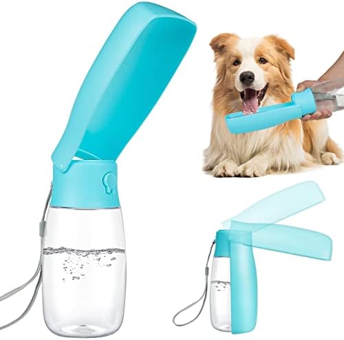 HOSCAPE flaša za pseću vodu sklopiva, nepropusna 19oz prijenosni dozator za pseću vodu sa hranilicom za piće, lagana & amp; pogodna
