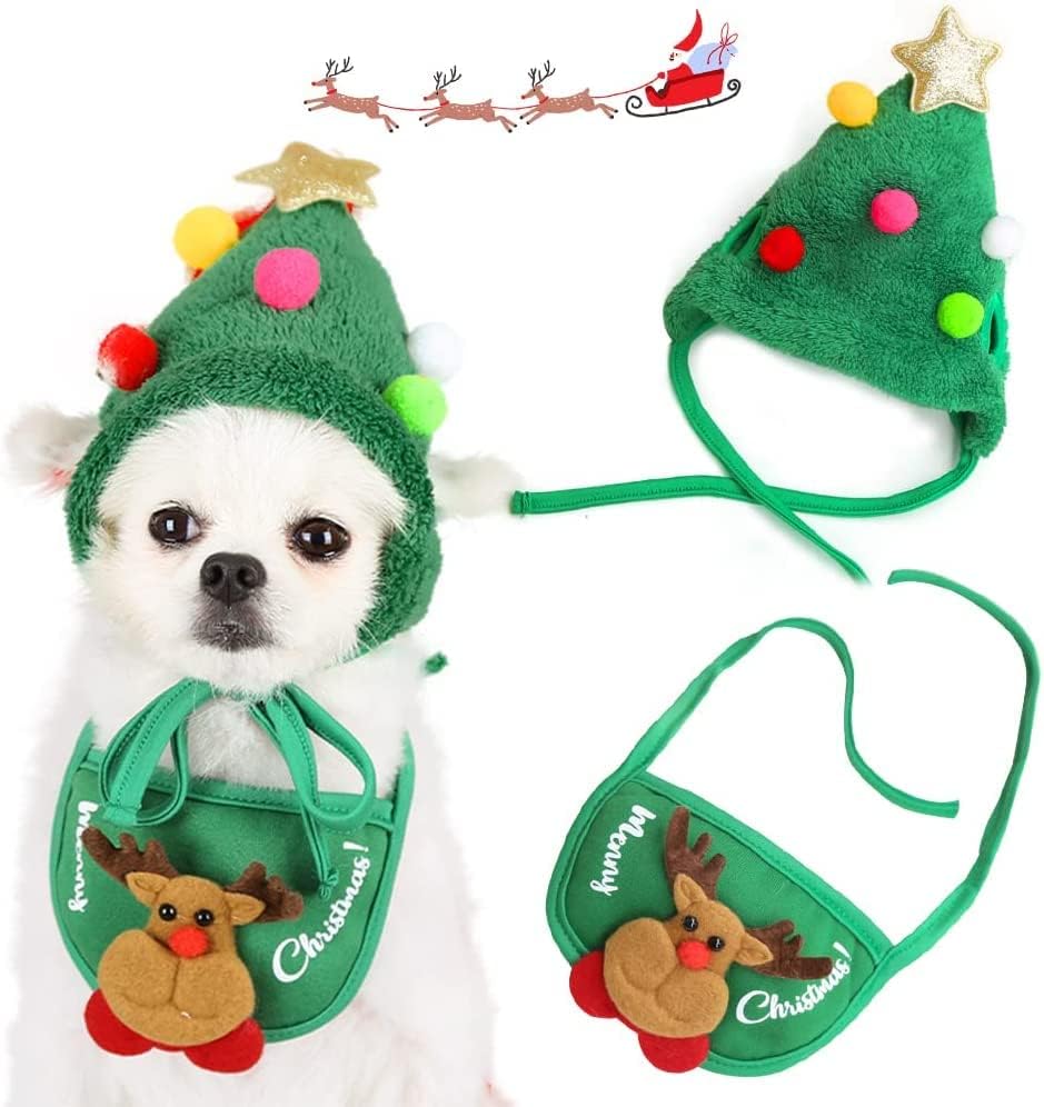 Bandanas za pse Dog Bandana Santa Hat Pas Šal Troangle Bibs Kerchief Božićni kostim Outfit za male srednje kućne ljubimce 1set