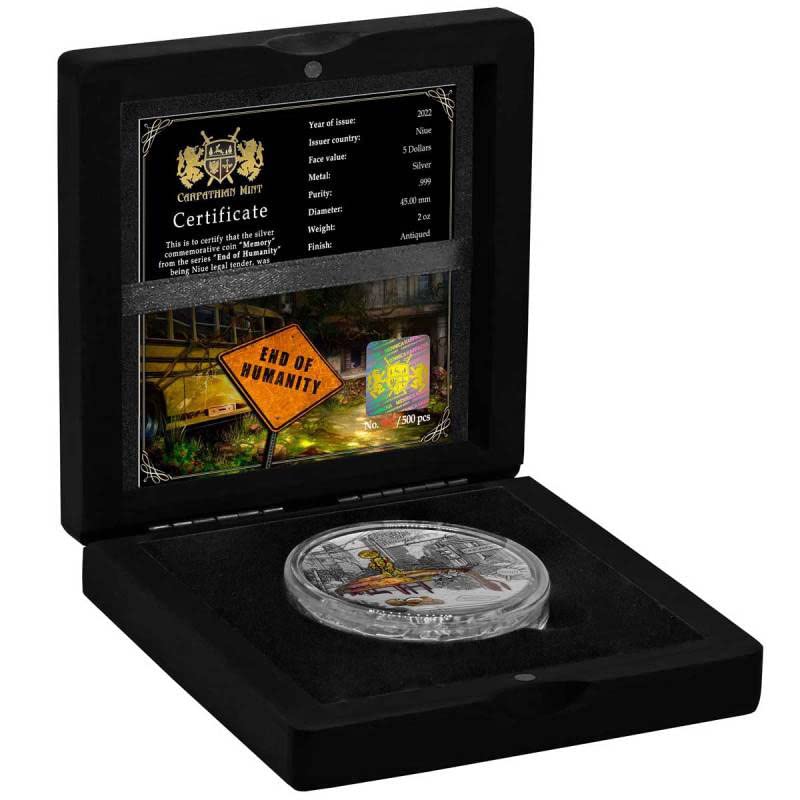 2022 DE KRAJ HOZVOSTI Potrošnja memorija 2 oz Silver Coin 5 $ Niue 2022 2 oz Antique Finish