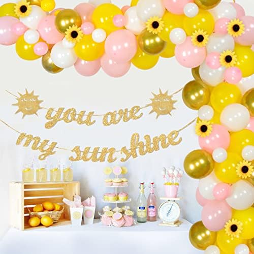 Suncokret balon Garland Arch Kit Pink Yellow, vi ste moji ukrasi za zabavu za sunčanje, umjetni suncokret za djevojke rođendanska