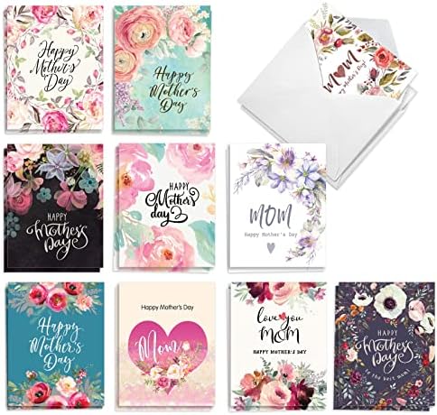 Najbolja kartaška kompanija 20 različitih praznih kutija za Notecards za Majčin dan 4 x 5,12 inča sa kovertama cvjetajuća kaligrafija
