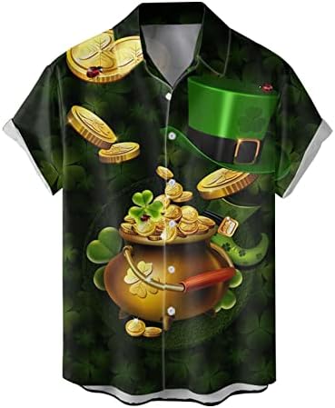 St. Patrick Dan muške dugme dole majice kratki rukav Casual plaži vrhovi zelena grafika Plus Veličina Bowling Shirt