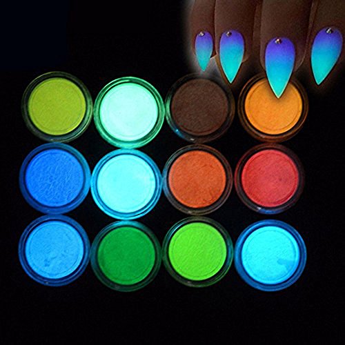 YesLady nail Art Night Light Glow Powder fluorescentni 3d Diy pigment za nokte sa prašinom 12 boja