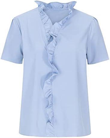 Annhoo pepum Basic Hrunch majice za tinejdžersku djevojku dugi kratkih rukava u obliku kratkih rukava Vneck izrez Spandex bluze majice