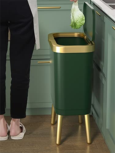N / A 15L Zlatna kanta za smeće za kuhinjsko kupatilo Četveronožna Plastična uska kanta za smeće visoke stope s poklopcem