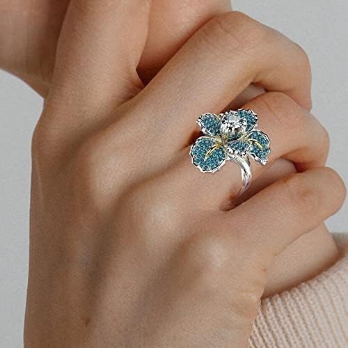 Vjenčani prsten za žensko modno cvijeće Kubični cirkonijski angažman prsten ručno izrađeni lavish svjetlucave zabave Obećajte prsten