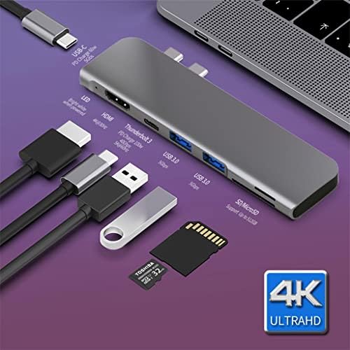 LIRUXUN USB 3.1 Tip-C čvorište na Adapter 4K Thunderbolt 3 USB C čvorište sa čvorištem 3.0 TF SD čitač PD