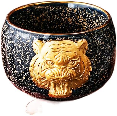 24K Gold Royal Tiger Glaze Jianzhan čaj čaj sa zlatnim reljefnim ličnim čašama Glavni čaša Tiger Godiac Veliki pojedinačni kup24k