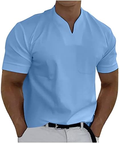 Muškarci Top Casual solidan bez uzorka sa džepovima sportski kratki rukav V-izrez Fitnes trening Odjeća T-Shirt Top