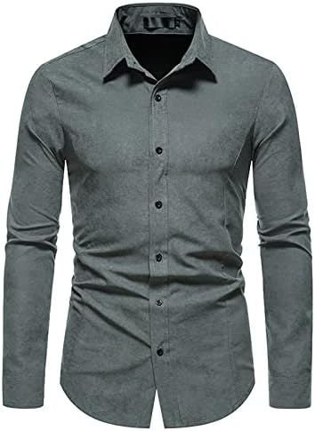 Labava kratka muška proljetna košulja od pune boje bluza s dugim rukavima casual gumb patentni patentni zatvarač dugih rukava muškarci