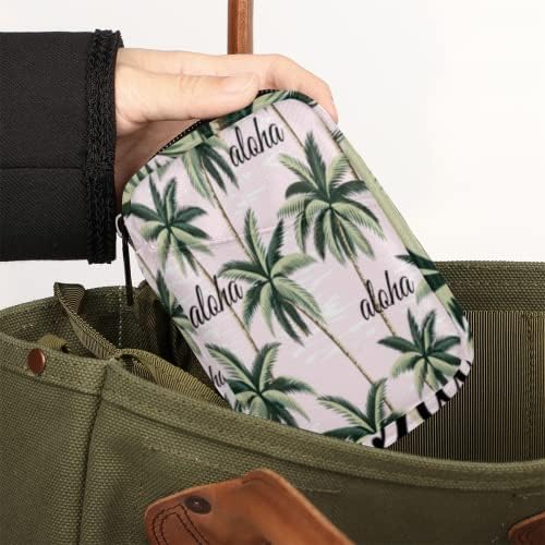 Aloha Palm Tree Print Pill Box Organizator putnih pilula za malu torbicu za odrasle osobe s uklonjivim pretincima Prijenosni Kontejner
