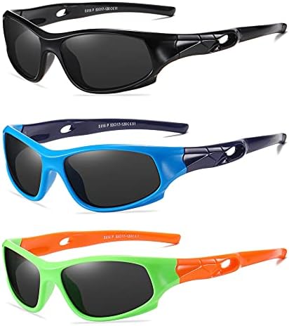 DYLB 3 pakovanja fleksibilne dečije polarizirane naočare za sunce za dečake devojčice sa remenom, sportske naočare za sunce za decu uzrasta 3-10