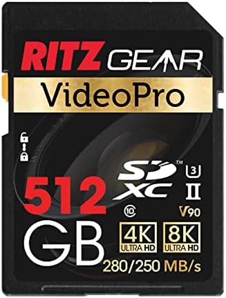 Ritz Gear 128GB high-Speed SDXC UHS-II SD kartica, C10, U3, V90, Full-HD & amp; 8k memorijska kartica za DSLR, kino-kvalitete video