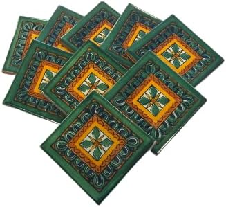 Mextiles Mexican Tile 4x4 [NOVO 2022] Keramička talavera Meksička pločica 4x4 9 komada, pločica visoke temperature. Vanjski u zatvorenom