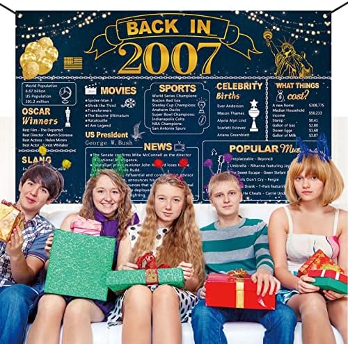 DARUNAXY Sweet 16 Blue Gold Party dekoracija za djevojčice, plava još 2007. godine 16. rođendanski baner za dječaka 16 godina Poster