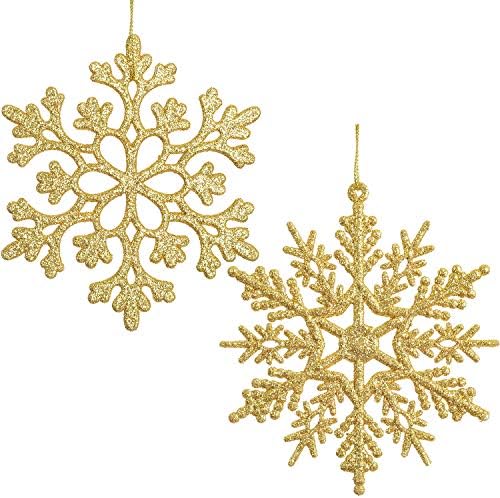 Lvydec 36kom Božić Glitter Snowflake ukrasi, plastike Snowflakes Božić drvo dekoracije za zimski odmor Party dekor, 4 inč, Bijela