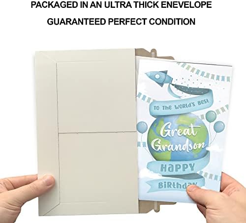 Prime Greetings rođendanska čestitka praunuka, proizvedena u Americi, ekološki prihvatljiva, debela kartica sa Premium kovertom 5in