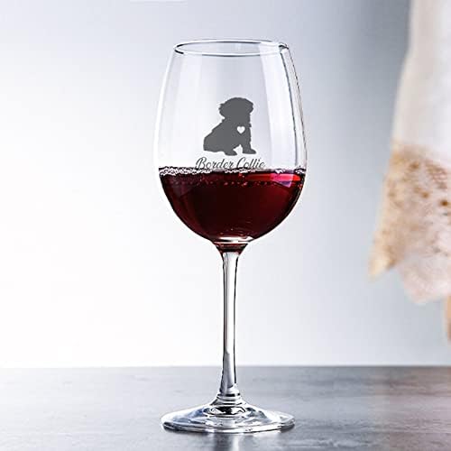 Border Collie čaša za crveno vino Funny pas gravirane čaše za vino pogodno za piknike na otvorenom, Vjenčanja, putovanja, zabave,