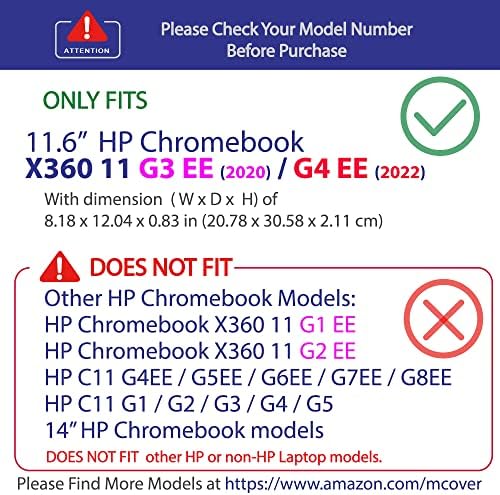 McOver Case kompatibilan za 2020 ~ 2022 11,6 HP Chromebook X360 11 G3 EE / G4 EE prijenosna računala - AQUA