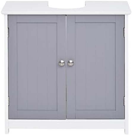 Zlxdp Kupatilo u kupaonici ispod sudopera - Ispita - ormar sa 2 vrata sa police 60l x 30W x 60h cm - bijeli sivi MDF