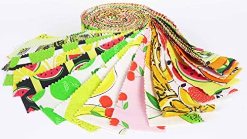 Soimoi 40kom voće Print Pamuk Precut tkanine za Quilting zanat trake 2. 5x42 inča Jelly Roll-žuta