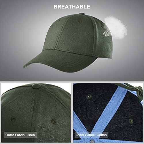 BOTVELA lanena bejzbol kapa za muškarce prozračna ljetna Tata kapa Podesiva strukturirana sportska kapa na otvorenom
