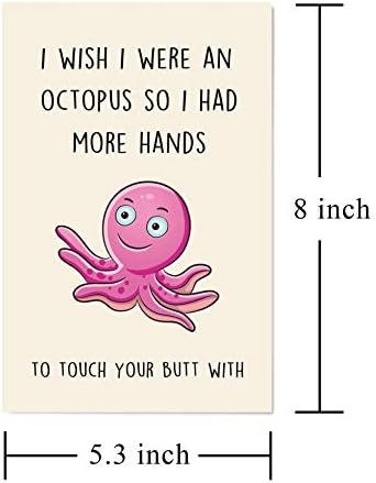 Kirynurd smiješna godišnjica za muža dečka, rođendanska čestitka za njega njena djevojka Žena, Volio bih da sam hobotnica…