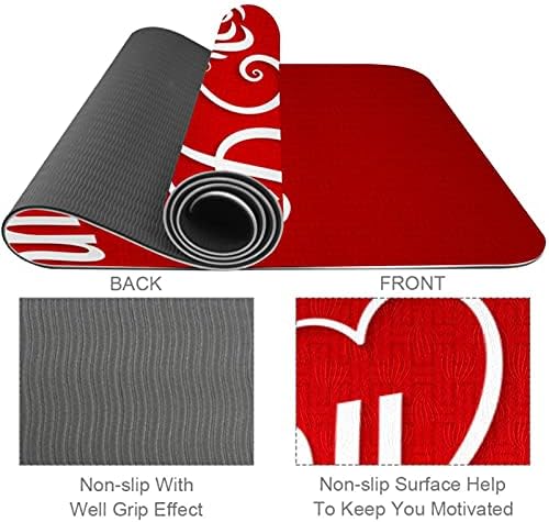Siebzeh Lover's Day Letters Red Premium Thick Yoga Mat Eco Friendly Rubber Health & amp; fitnes Non Slip Mat za sve vrste vježbe joge