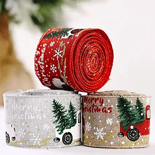 Sretan božićni vijenac, 5m / roll božićni ukras boja tiskarskog tiskanje vrpce božićnog drveća ukras traka 2022 Sretan Božić, Navidad,