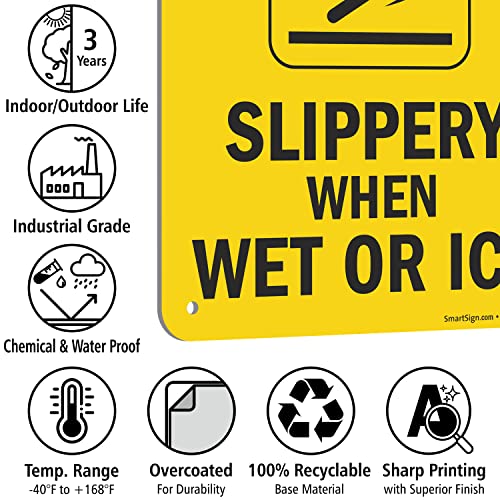 SmartSign Oprez - klizavi kada je mokri ili ledeni znak | 7 x 10 plastike