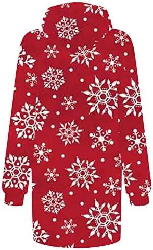 Žene Hoodies haljine Božić 3D Print vezice kapa ovratnik labave Casual duge rukave kapuljačom pulover sarafan