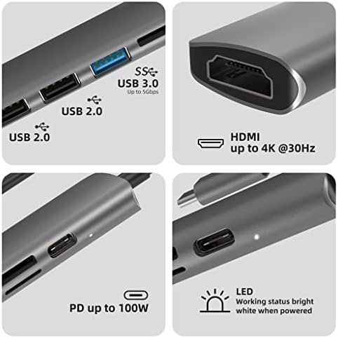 YFQHDD USB 3.1 Tip-C na Adapter 4K USB C čvorište sa čvorištem 3.0 2.0 TF SD čitač PD za USB C razdjelnik
