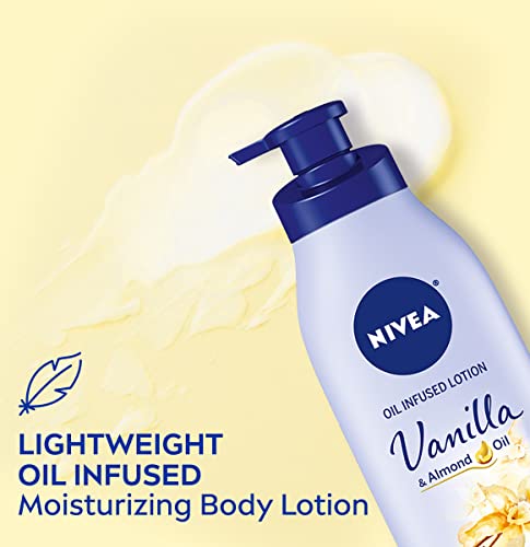 NIVEA Oil Infused losion za tijelo, Vanilla i bademovo ulje, losion za tijelo za suhu kožu, 3 pakovanje od 16,9 fl oz flaše sa pumpom