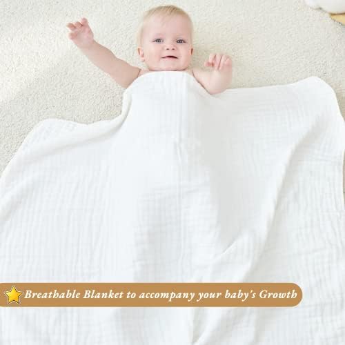 Hardok muslin baby pokrivač 6 sloja čisti pamuk koji prima ćebe, prozračne i lagane, super mekane višestruke pokrivač za dječake i