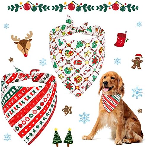 YTFU 2 PACK CHIST BANDANAS za velike pse zag Božić Bandana Xmas Dog Bandana Božićni šal za pse Božićni pas predstavlja božićnu odjeću