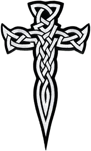 Veliki keltski križni bodež bijeli gvožđe zakrpa vezene irske raspele