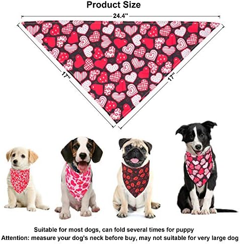 ADOGGYGO 4 PACK Valentinovo zaljubljeni pas bandana trokut pas sa psom Crveno ružičasti dizajn srca Valentine Pet Bandana za male