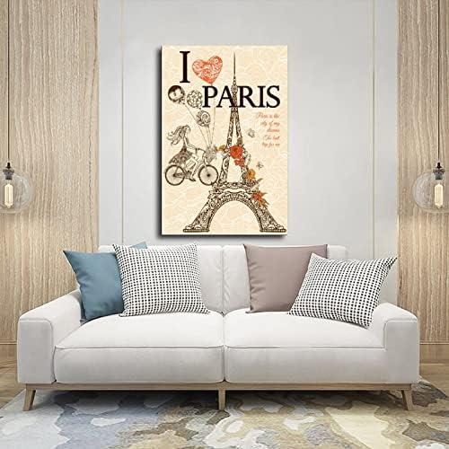KAONESO Vintage Travel Paris Eiffelov cvijet na platnu štampa postere romantičnog stila za dnevni boravak spavaća soba ured Kućni