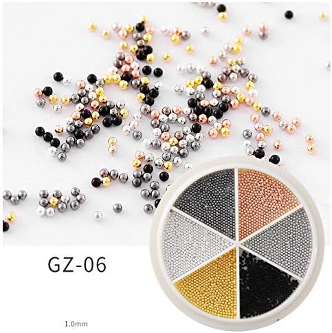 6 mreža Nail Tiny Steel Caviar perle 0,8-1,5 Mm miješana veličina 3D dizajn ružičasto zlato srebrni nakit manikura DIY dekoracija,