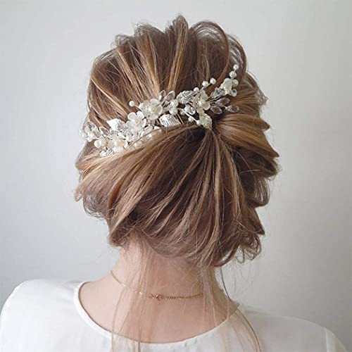 Jeweky Bride Wedding češalj za kosu Pearl Bridal hair Clips Silver Crystal Wedding Hair Pieces Accessories for Women