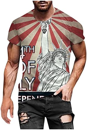 Zefotim Mens Četvrti majica kratkih rukava o vratu američke košulje za zastave Ležerne prilike ljetne modne Slim Fit Thirts