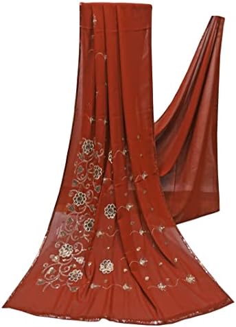 Peegli Indijska narandžasta vezena Saree tekstilna Vintage tkanina uradi sam Georgette Sari 5 jardi