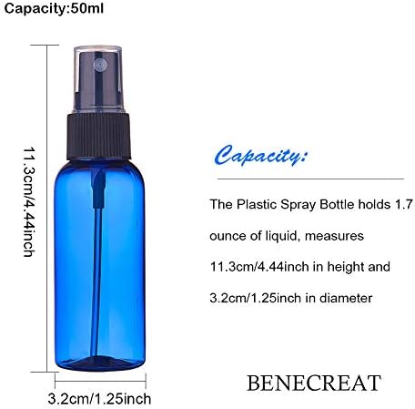 BENECREAT 20 pakovanje 1.7 oz/50ml plava plastična bočica sa raspršivačem Fine Mist bočica za esencijalno ulje parfem i tečnost za