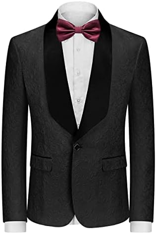 Muška odijelo od 2 komada Slim Fit Jacquard Tuxedo One tipke Shawl Rever Paisley jakne hlače set za muškarce Stranke vjenčanje