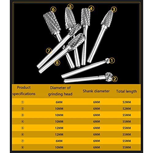 Xucus 2021 8kom 1/4 drška dvostruko rezani Volfram karbid rotacioni Burr Bur Bit za matricu