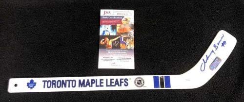 Johnny Bower potpisao je Toronto javorov list plastični mini štap JSA COA - autogramirani NHL štapići