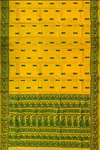 Samvita's Pure Kataan Silk Baluchari Saree Yellow