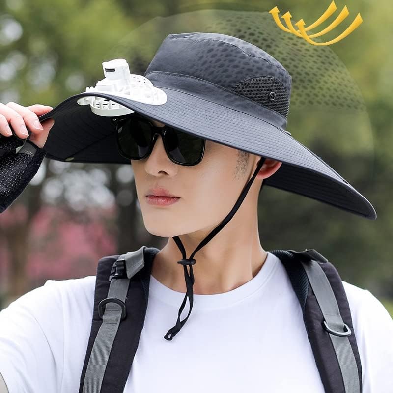 MZDM muški sunčevi kap za ribolov sunčeve kape sa ventilatorom USB punjenja zaštita od sunca za zaštitu od sunca prozračna kapu za
